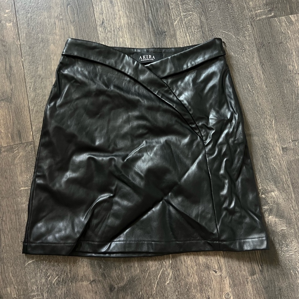 AKIRA Black Asymmetrical Wrap Mini Skirt